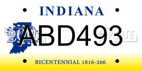 ABD493 Indiana License Plate
