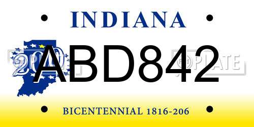 ABD842 Indiana License Plate