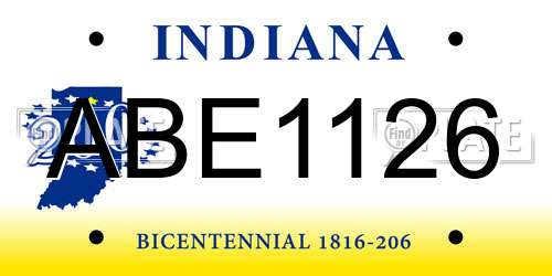 ABE1126 Indiana License Plate