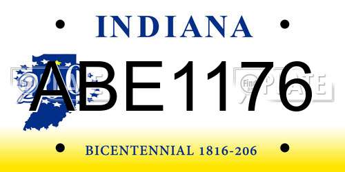 ABE1176 Indiana License Plate