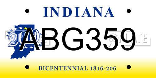 ABG359 Indiana License Plate