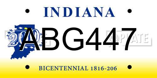ABG447 Indiana License Plate