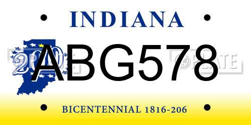 ABG578 Indiana License Plate