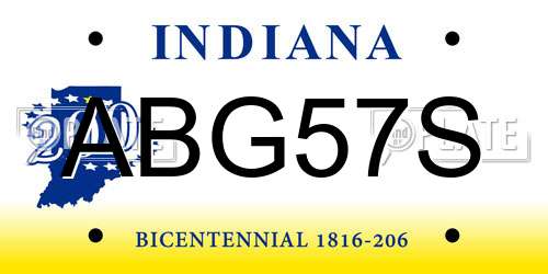 ABG57S Indiana License Plate