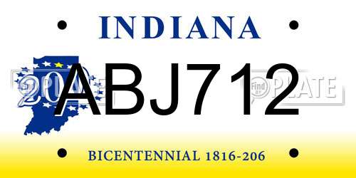 ABJ712 Indiana License Plate