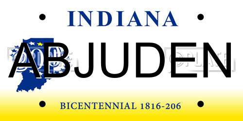 ABJUDEN Indiana License Plate