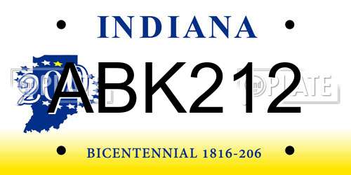 ABK212 Indiana License Plate