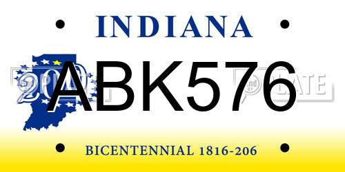 ABK576 Indiana License Plate