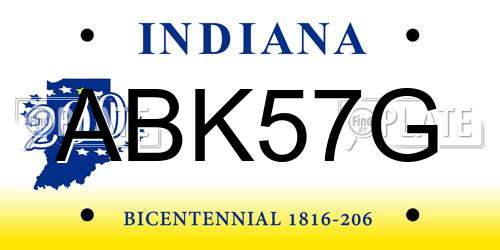 ABK57G Indiana License Plate