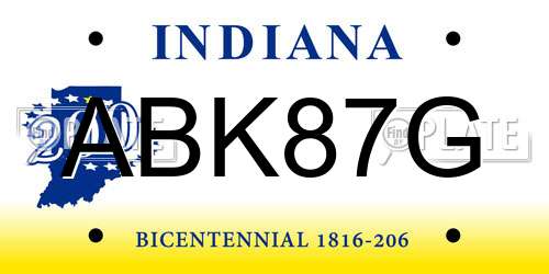 ABK87G Indiana License Plate
