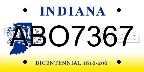 ABO7367 Indiana License Plate
