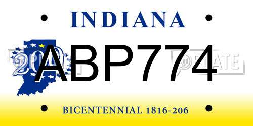 ABP774 Indiana License Plate
