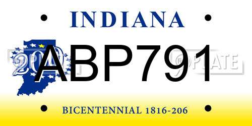 ABP791 Indiana License Plate