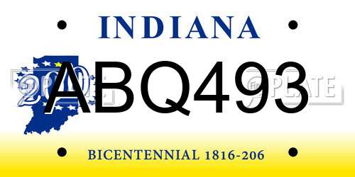 ABQ493 Indiana License Plate