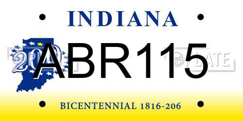 ABR115 Indiana License Plate