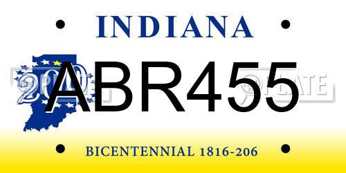 ABR455 Indiana License Plate
