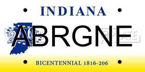 ABRGNE Indiana License Plate