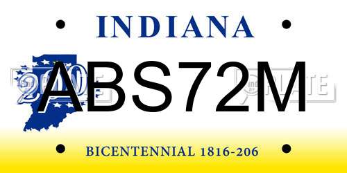 ABS72M Indiana License Plate