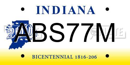 ABS77M Indiana License Plate