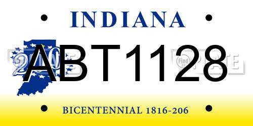 ABT1128 Indiana License Plate