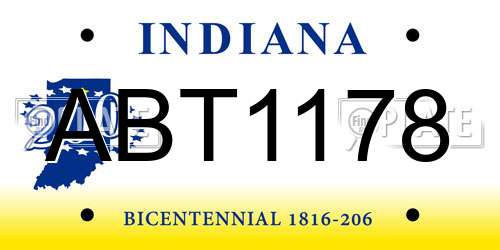 ABT1178 Indiana License Plate