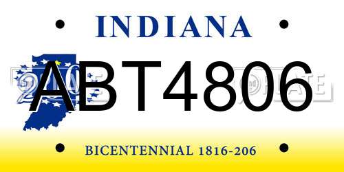 ABT4806 Indiana License Plate
