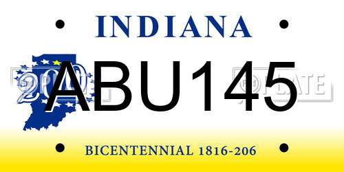 ABU145 Indiana License Plate