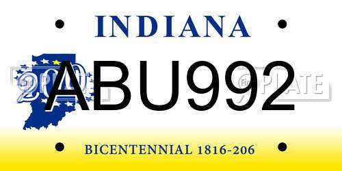 ABU992 Indiana License Plate