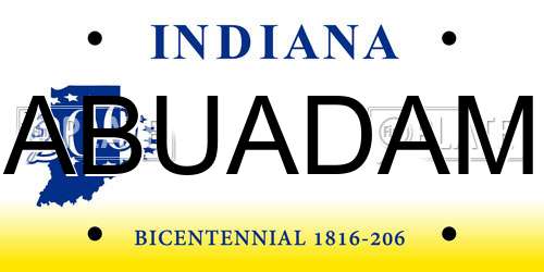 ABUADAM Indiana License Plate