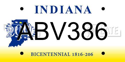 ABV386 Indiana License Plate