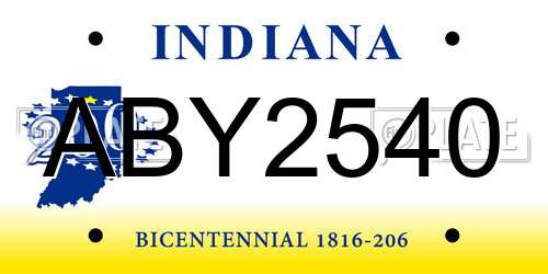 ABY2540 Indiana License Plate