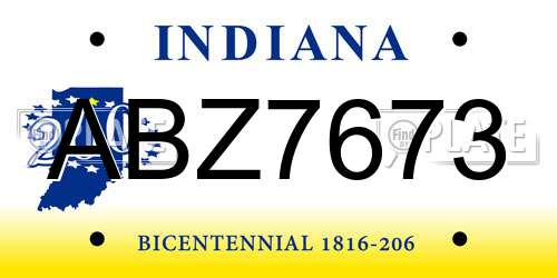 ABZ7673 Indiana License Plate