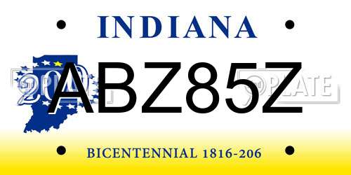 ABZ85Z Indiana License Plate