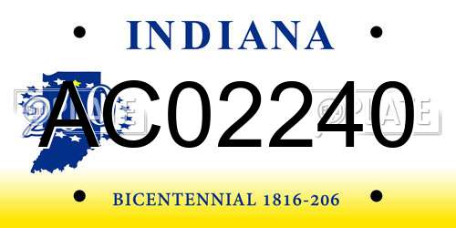 AC02240 Indiana License Plate