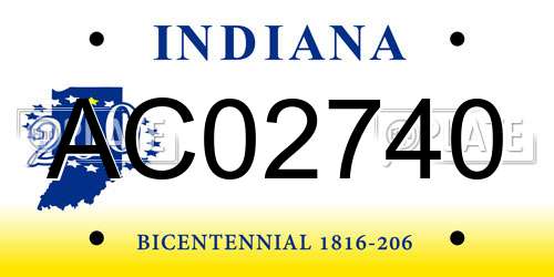 AC02740 Indiana License Plate
