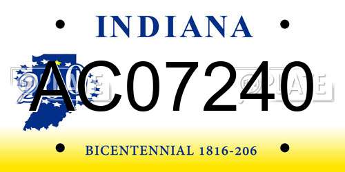 AC07240 Indiana License Plate