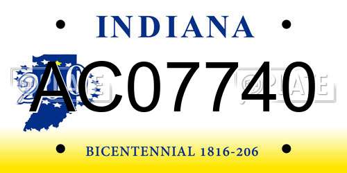 AC07740 Indiana License Plate