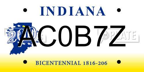 AC0B7Z Indiana License Plate