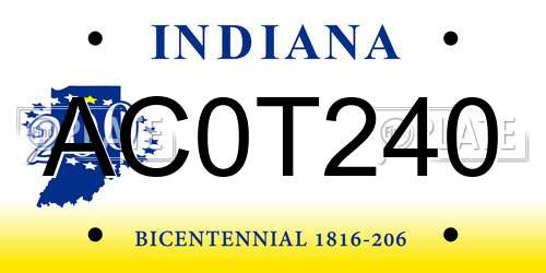 AC0T240 Indiana License Plate