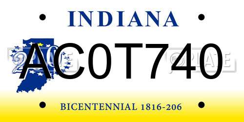 AC0T740 Indiana License Plate