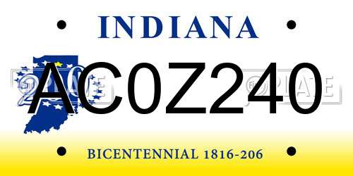 AC0Z240 Indiana License Plate