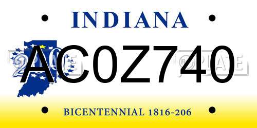 AC0Z740 Indiana License Plate