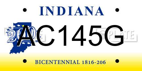 AC145G Indiana License Plate