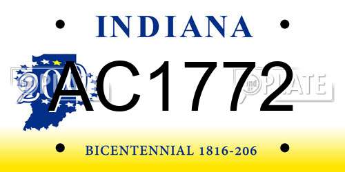 AC1772 Indiana License Plate