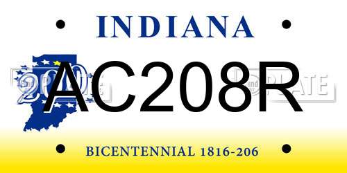AC208R Indiana License Plate