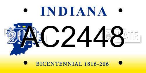AC2448 Indiana License Plate