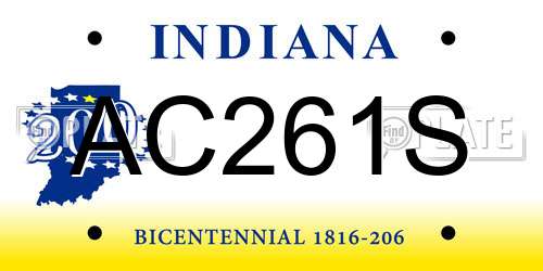 AC261S Indiana License Plate