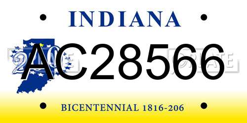 AC28566 Indiana License Plate