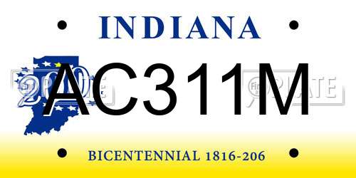 AC311M Indiana License Plate
