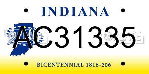 AC31335 Indiana License Plate